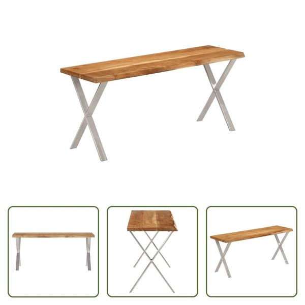 The Living Store Panca Bordo Albero 105 Cm In Legno Massiccio Di Acacia-image
