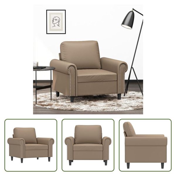 The Living Store Poltrona Cappuccino-Brown 60 Cm In Pelle Finta-image
