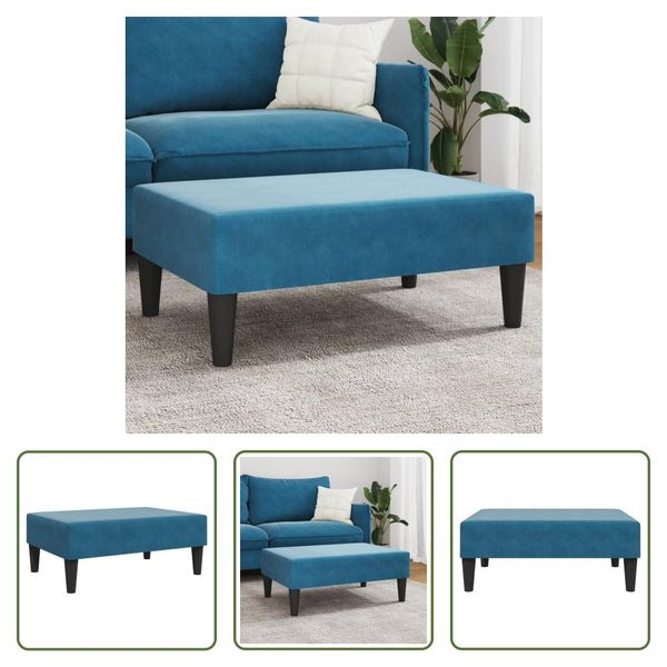 The Living Store Sgabello Blu 77X55X31 Cm In Velluto-image