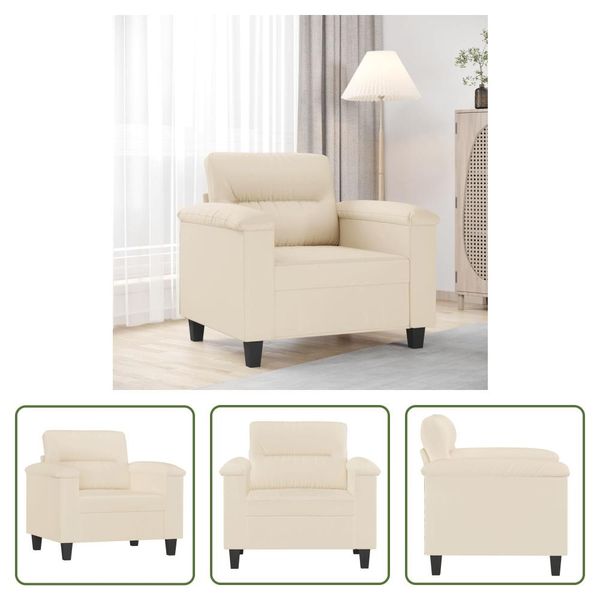 The Living Store Poltrona Beige 60 Cm In Tessuto Microfibra-image
