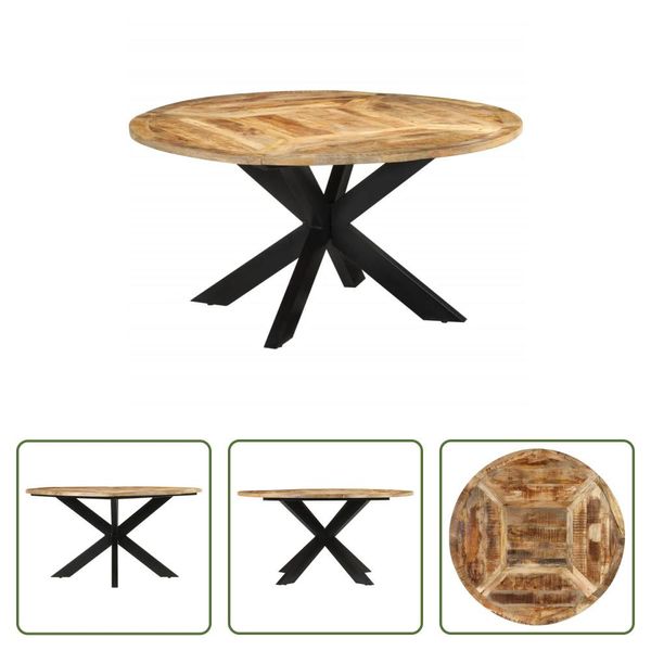 Tavolo Da Pranzo The Living Store Ø150X76 Cm In Legno Massiccio Di Mango Grezzo-image
