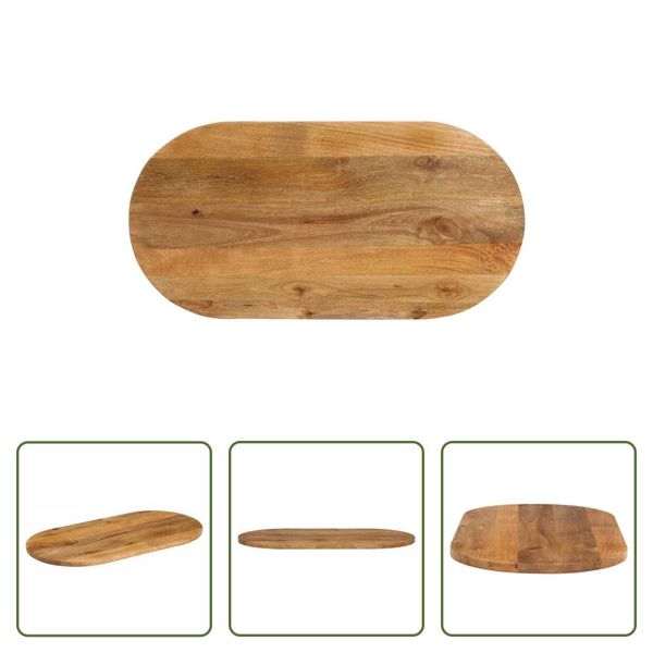 The Living Store Tischplatte 90X40X2,5 Cm Oval Massivholz Mango-image