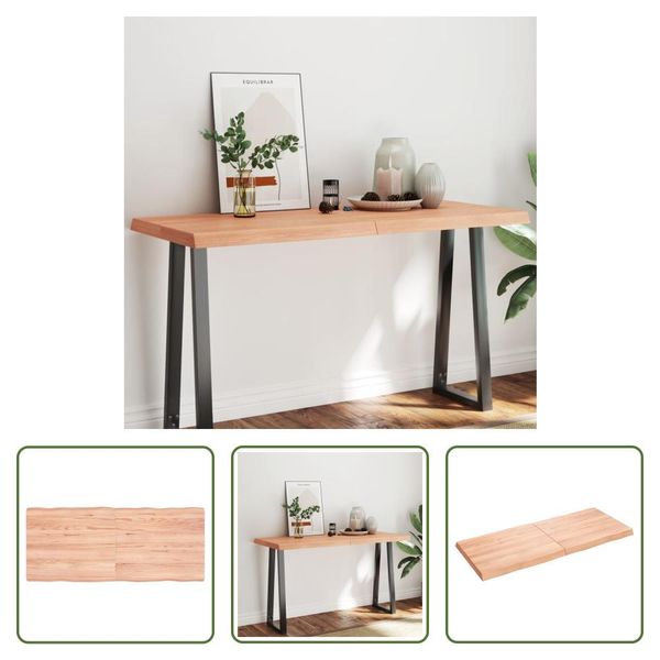 The Living Store Piano Del Tavolo 140X60X(2-6) Cm In Legno Massiccio Trattato Bordo Albero-image