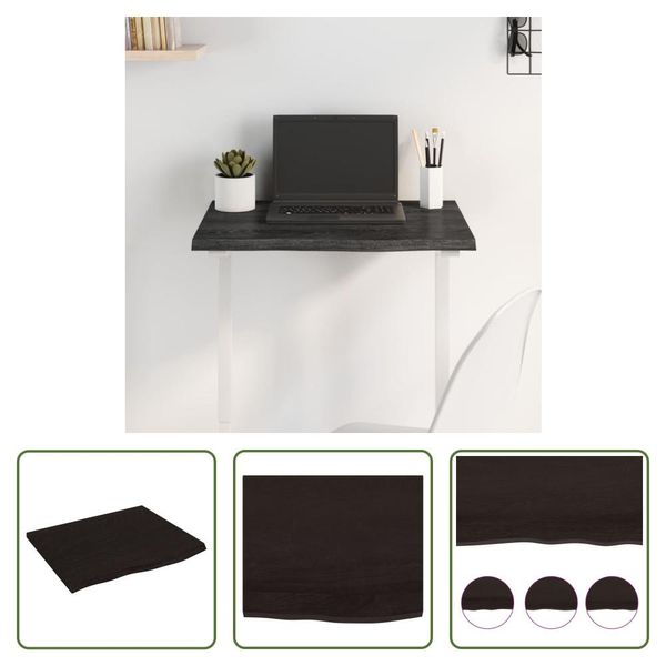 The Living Store Piano Del Tavolo Marrone Scuro 60X50X2 Cm In Legno Massiccio Di Rovere Trattato-image
