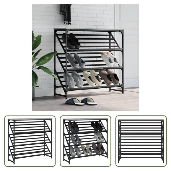 The Living Store Scarpiera Grey Sonoma 90X30X85 Cm Materiale A Base Di Legno-image