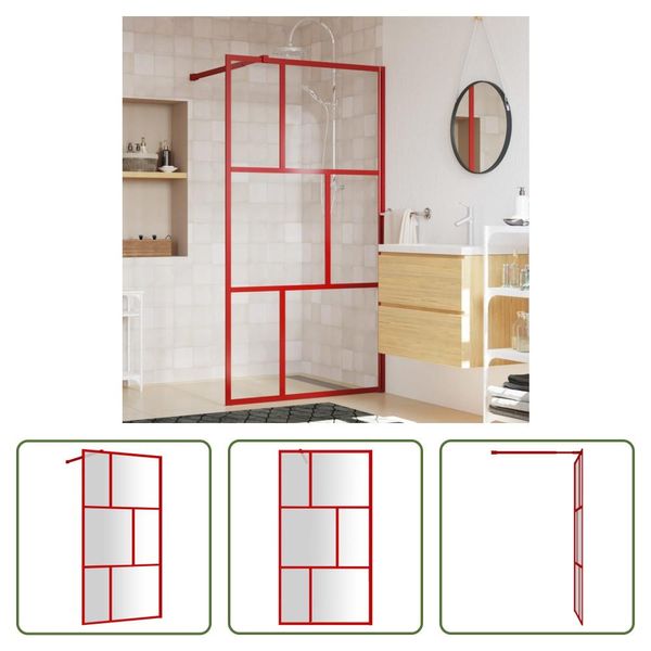 The Living Store Schermo Doccia Per Cabina Doccia Con Vetro Trasparente Esg Rosso 115X195 Cm-image