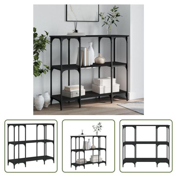 The Living Store Consolle Nera 102X35X90 Cm In Materiale Ligneo-image