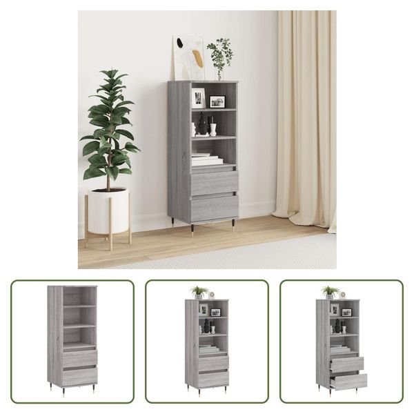 The Living Store Credenza Grey Sonoma 40X36X110 Cm Materiale A Base Di Legno-image