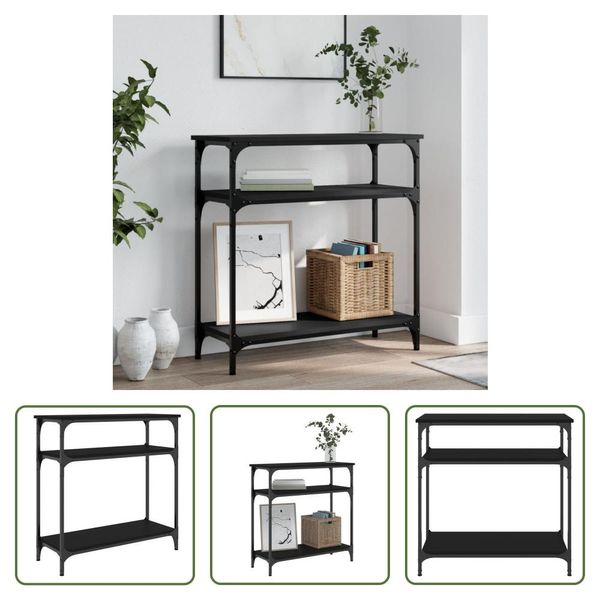The Living Store Consolle Nera 75X29X75 Cm In Materiale Ligneo-image
