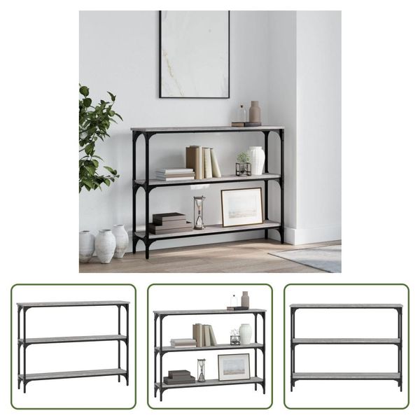 The Living Store Consolle Grigia Sonoma 100X22,5X75 Cm Materiale A Base Di Legno-image