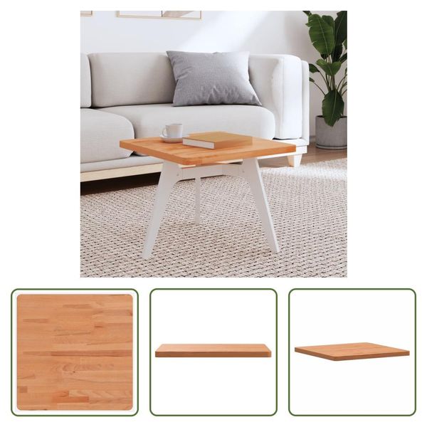The Living Store Piano D'appoggio Quadrato 50X50X2,5 Cm In Legno Massiccio Di Faggio-image
