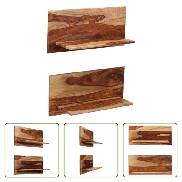 The Living Store Mensole Da Parete 2 Pezzi 58 X 26 X 20 Cm Legno Massiccio-image