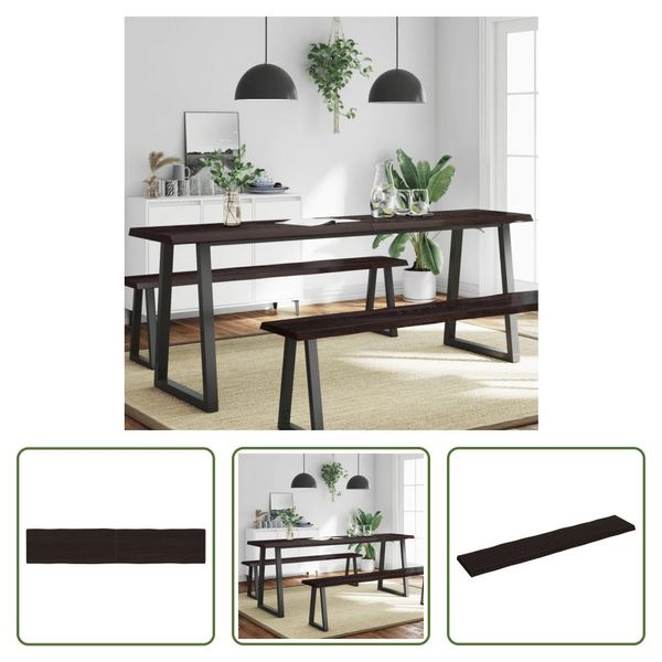 The Living Store Piano Del Tavolo 200X40X(2-6) Cm In Legno Massiccio Trattato Bordo Albero-image