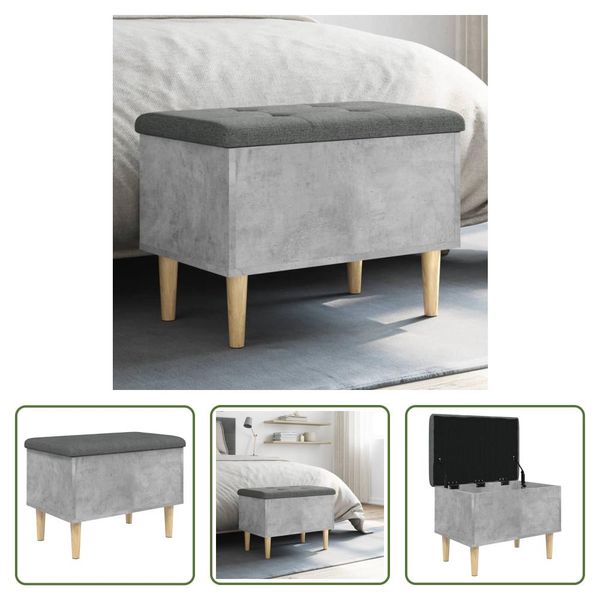 The Living Store Panca Con Contenitore In Cemento Grigio 62X42X46 Cm Materiale In Legno-image