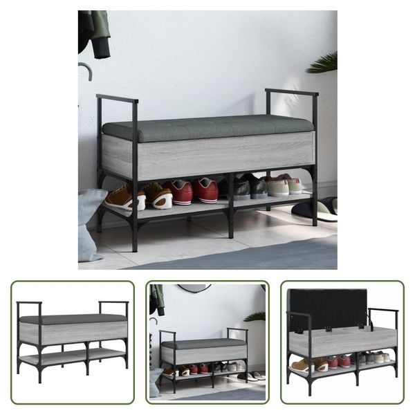 The Living Store Panca Per Scarpe Grey Sonoma 85,5X42X57,5 Cm Materiale In Legno-image