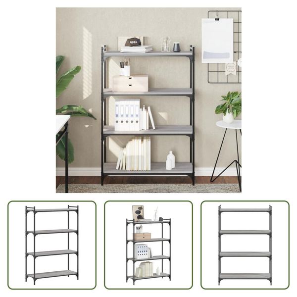 The Living Store Libreria 4 Ripiani Grigio Sonoma 80X30X120 Cm Materiale Legno-image