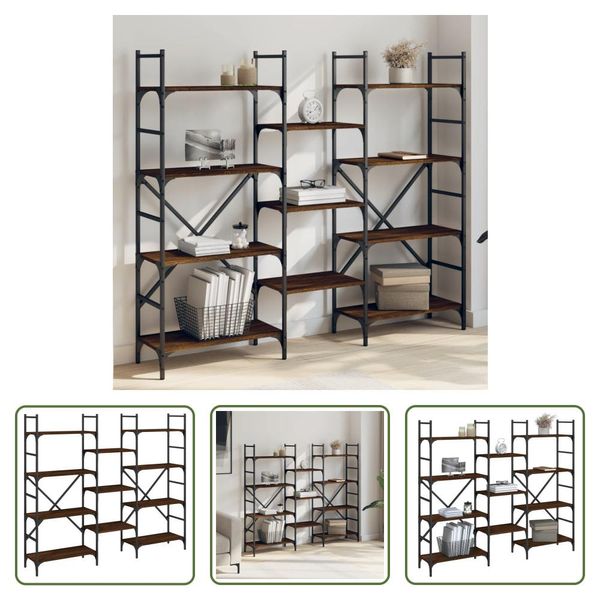 The Living Store Libreria Effetto Rovere Marrone 160X28,5X136,5 Cm Materiale A Base Di Legno-image