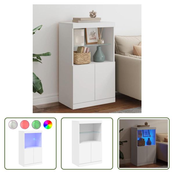 The Living Store Credenza Con Luci Led Bianco 60,5X37X100 Cm-image
