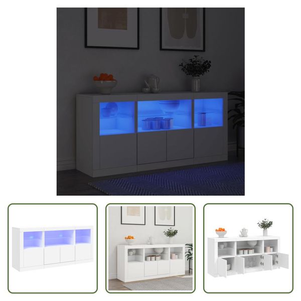 The Living Store Credenza Con Luci Led Bianco 142,5X37X67 Cm-image