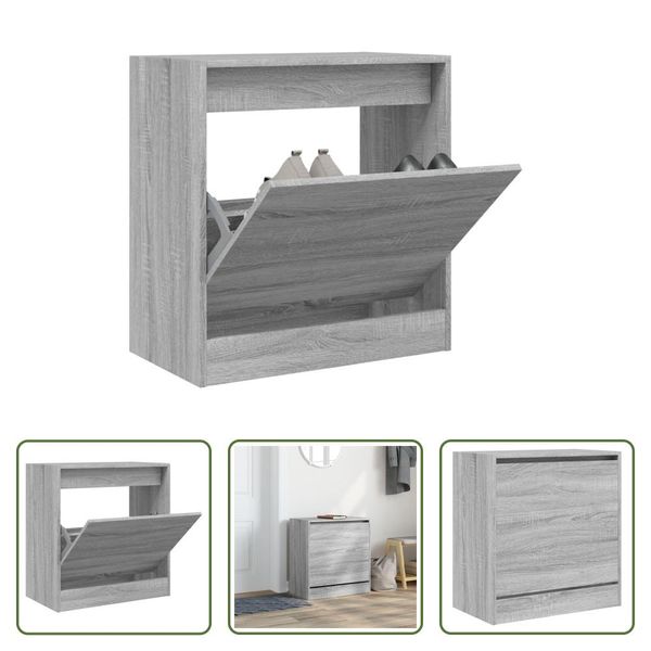 The Living Store Scarpiera Grey Sonoma 60X34X63,5 Cm Materiale In Legno-image