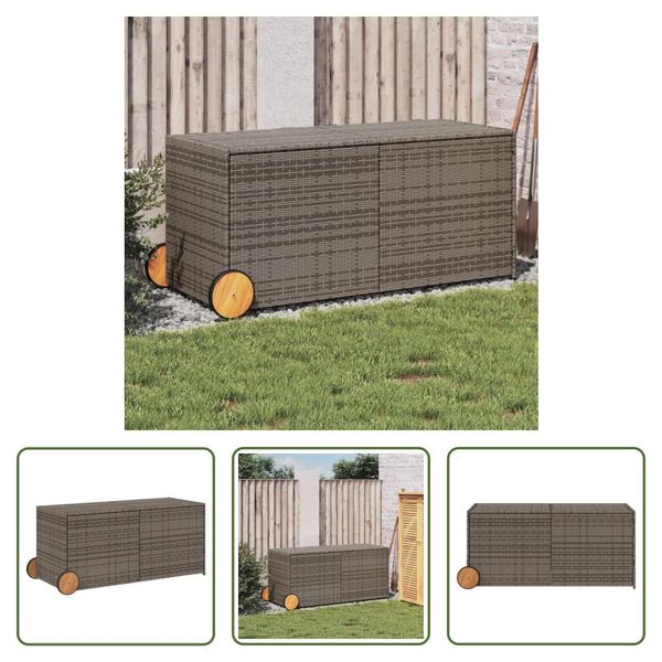 The Living Store Cassapanca Da Giardino Con Rotelle Grigio 283L Poly Rattan-image