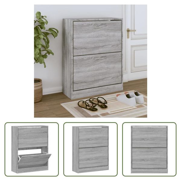 The Living Store Scarpiera Grey Sonoma 63X24X81 Cm Materiale In Legno-image