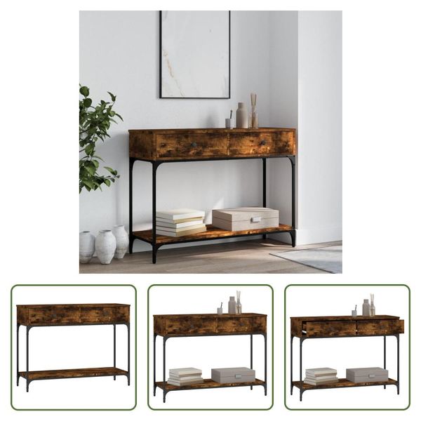 The Living Store Tavolo Consolle In Rovere Fumé 100X34,5X75 Cm Materiale In Legno-image