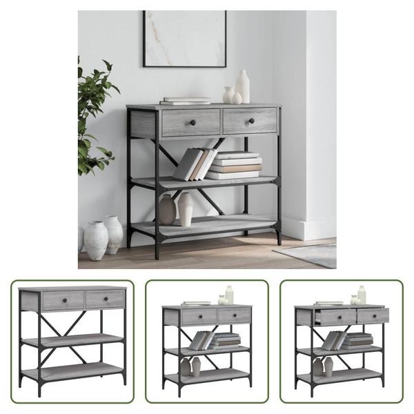 The Living Store Consolle Grigia Sonoma 75X34,5X75 Cm Materiale A Base Di Legno-image