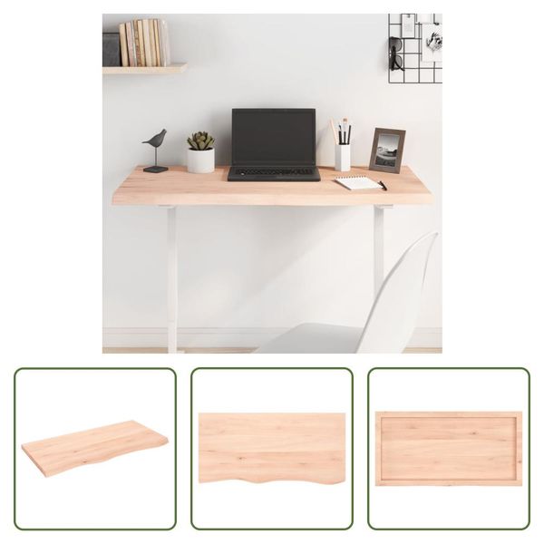 The Living Store Piano Del Tavolo 100X50X(2-4) Cm In Rovere Massiccio Non Trattato-image