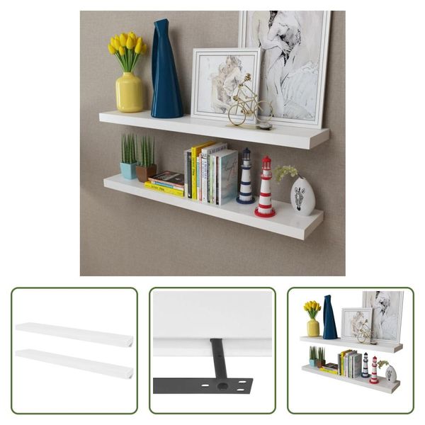 The Living Store Mensole A Muro 2 Pezzi. Mdf Bianco-image