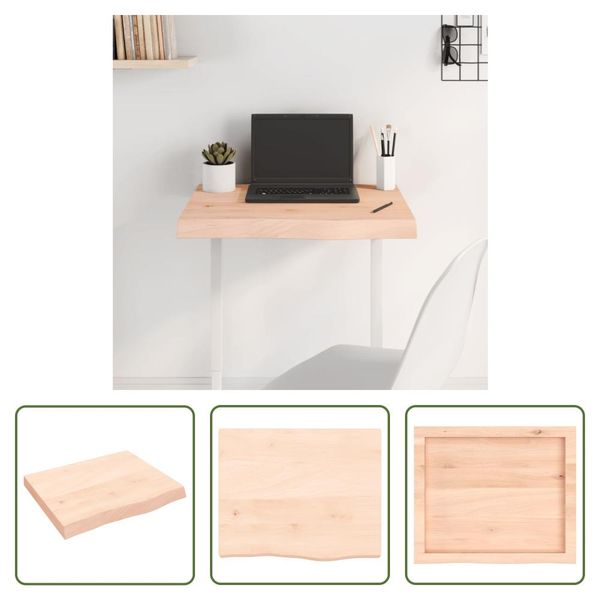The Living Store Piano Del Tavolo 60X50X(2-6) Cm In Rovere Massiccio Non Trattato-image