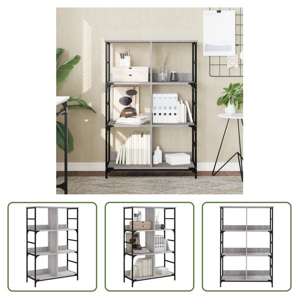 The Living Store Libreria Grey Sonoma 78,5X33X117,5 Cm Materiale A Base Di Legno-image