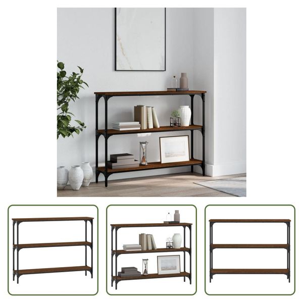 The Living Store Tavolo Consolle Look Rovere Marrone 100X22,5X75 Cm Materiale In Legno-image