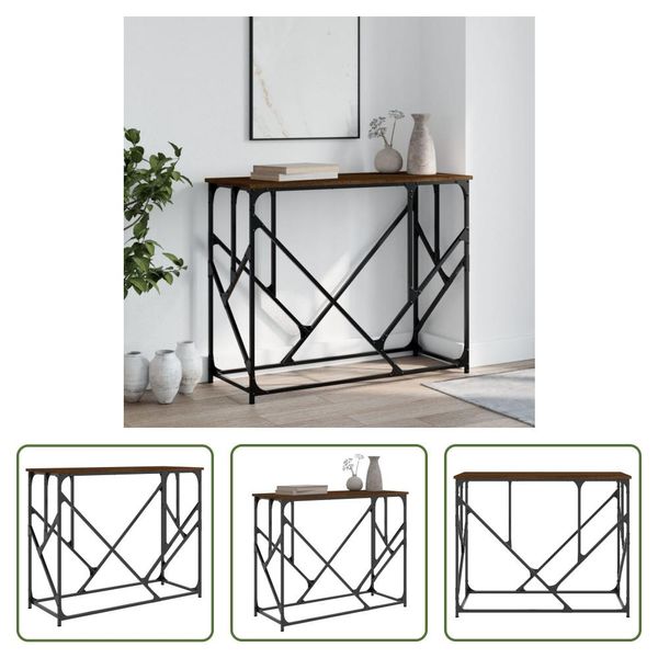 The Living Store Tavolo Consolle Look Rovere Marrone 100X40X80 Cm Materiale A Base Di Legno-image