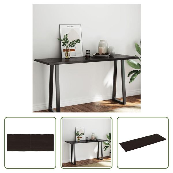 The Living Store Piano Del Tavolo 160X60X(2-4) Cm In Legno Massiccio Trattato Bordo Albero-image