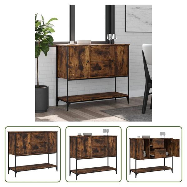 The Living Store Credenza Rovere Fumé 100X36X85 Cm Materiale Legno-image