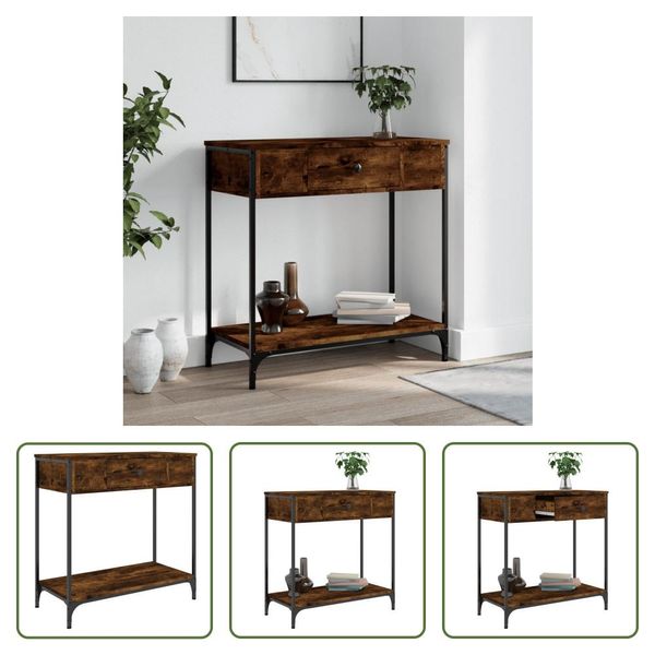 The Living Store Tavolo Consolle Rovere Fumé 75X34,5X75 Cm Materiale In Legno-image