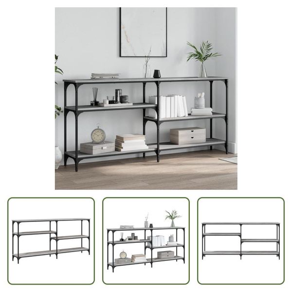 The Living Store Consolle Grigia Sonoma 160X29X75 Cm In Materiale Ligneo-image