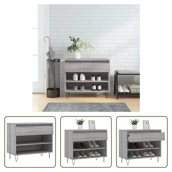 The Living Store Scarpiera Grey Sonoma 70X36X60 Cm Materiale A Base Di Legno-image