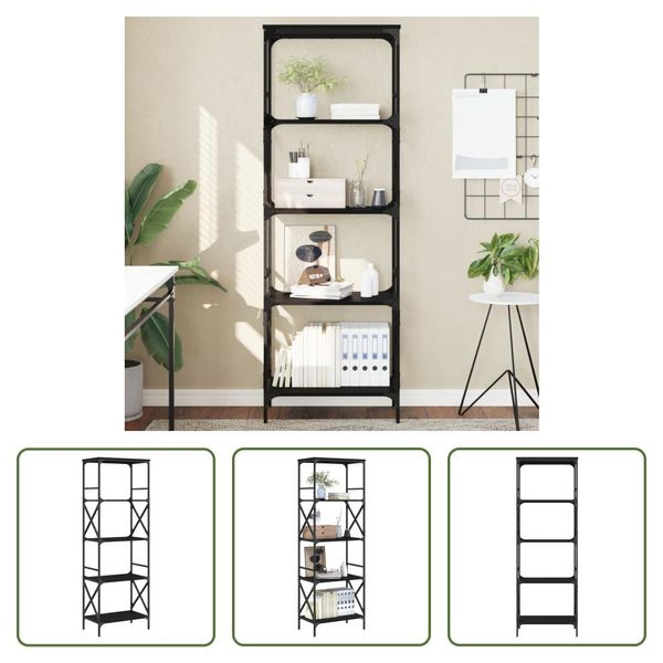 The Living Store Libreria 5 Ripiani Nero 59X35X171 Cm Materiale A Base Di Legno-image