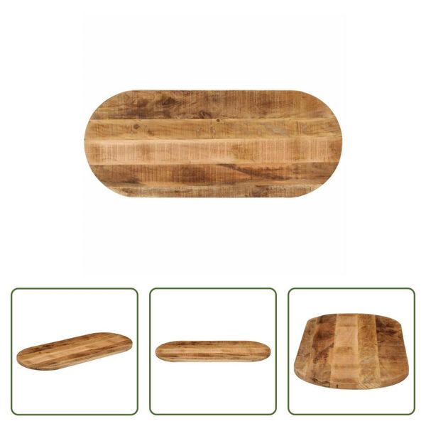The Living Store Piano Del Tavolo 140X50X3,8 Cm Ovale Legno Di Mango Massiccio Grezzo-image