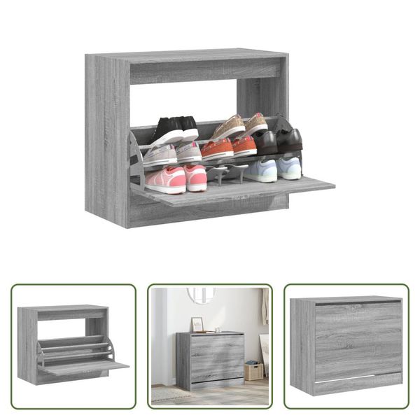 The Living Store Scarpiera Grey Sonoma 80X42X69 Cm Materiale In Legno-image
