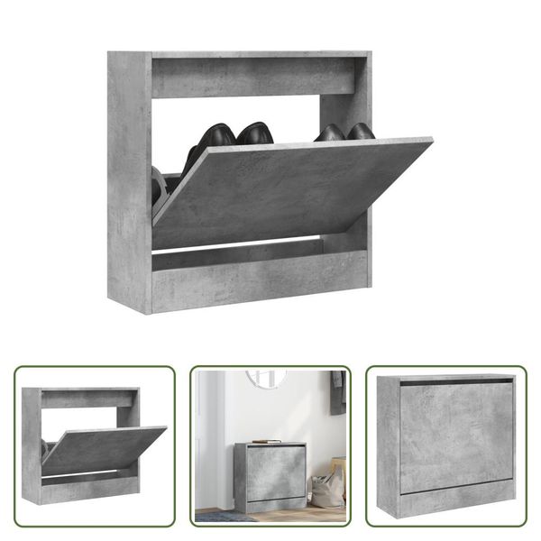 The Living Store Scarpiera Grigio Cemento 60X21X57 Cm Materiale Legno-image