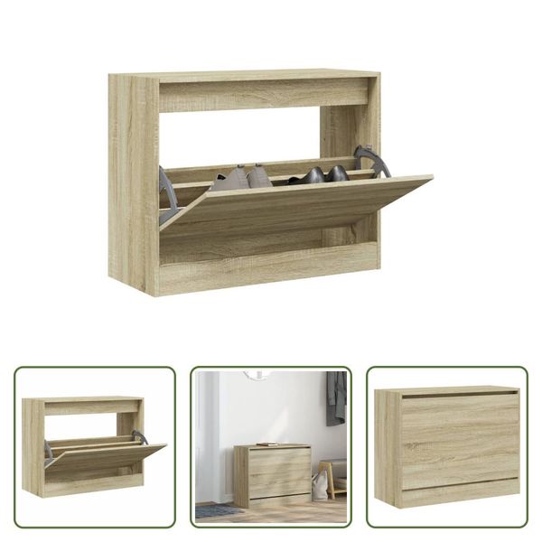 The Living Store Scarpiera Rovere Sonoma 80X34X63 Cm Materiale Legno-image