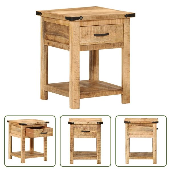 The Living Store Comodino 40X40X50 Cm In Legno Massiccio Di Mango-image