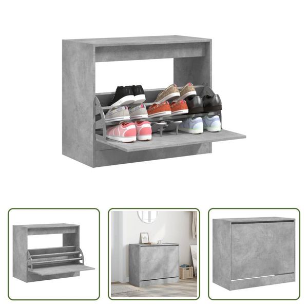 The Living Store Scarpiera Grigio Cemento 80X42X69 Cm Materiale Legno-image