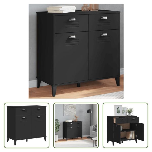 The Living Store Credenza Viken Nero 80X40X80 Cm Materiale A Base Di Legno-image