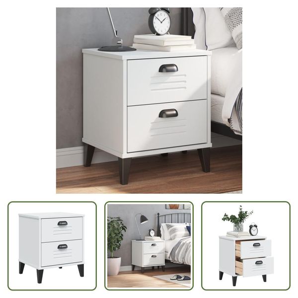 The Living Store Comodino Viken Bianco Materiale A Base Di Legno-image