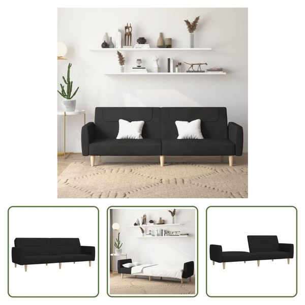 The Living Store Divano Letto 2 Posti In Tessuto Nero-image