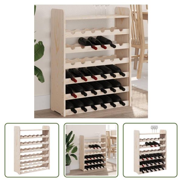 The Living Store Portabottiglie Con Ripiano Superiore 67,5X25X87 Cm In Legno Di Pino Massiccio-image
